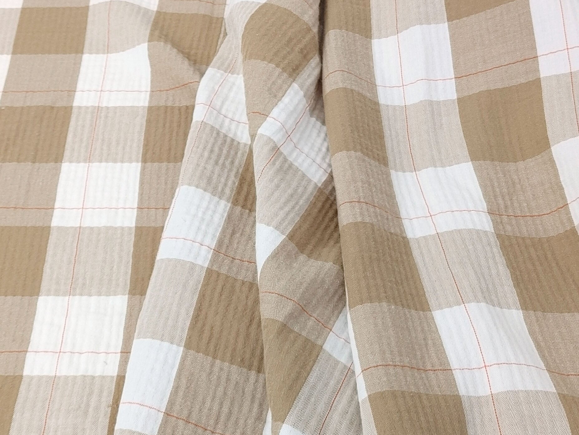 100% Cotton Double-Faced Fabric with Subtle Window Pane Check Pattern and Subtle Wrinkle Effect 8123 8124