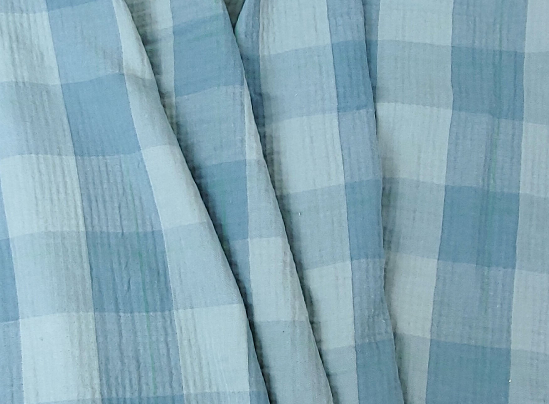 100% Cotton Double-Faced Fabric with Subtle Window Pane Check Pattern and Subtle Wrinkle Effect 8123 8124