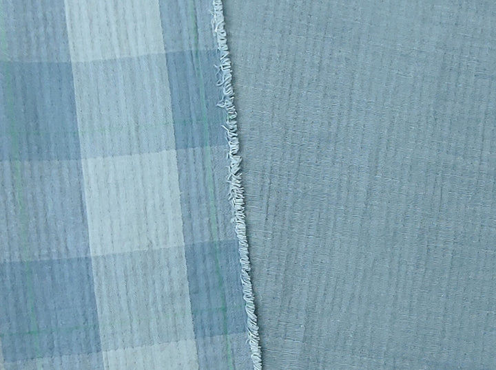100% Cotton Double-Faced Fabric with Subtle Window Pane Check Pattern and Subtle Wrinkle Effect 8123 8124