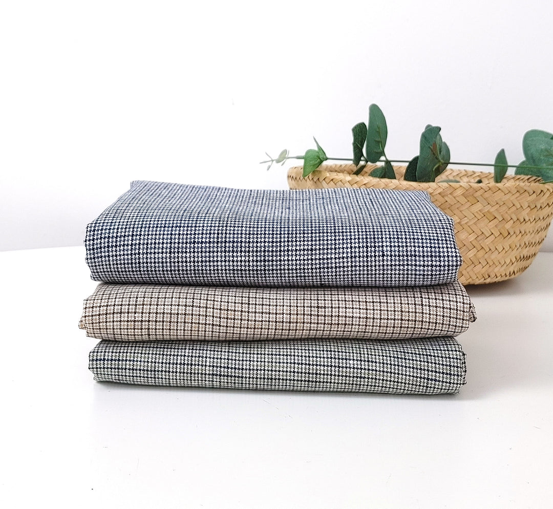 100% Linen Fabric – Fine 21s Yarn, Light & Soft Small Gingham Starcheck 6737 6748 7367