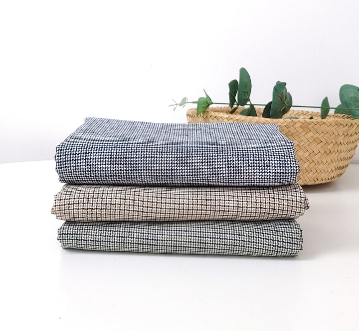 100% Linen Fabric – Fine 21s Yarn, Light & Soft Small Gingham Starcheck 6737 6748 7367