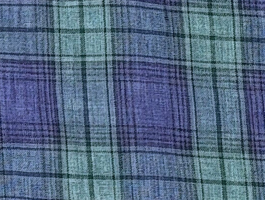 100% Linen Fabric – Modern Tartan Plaid in Navy & Green | Soft & Pre-Washed 7274