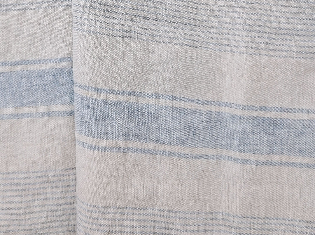 100% Linen Fabric – Yarn-Dyed Horizontal Stripes, Medium Weight, Pre-Washed (7370 / 7488 / 7489)