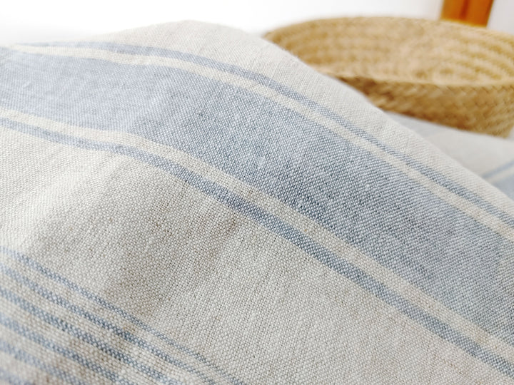 100% Linen Fabric – Yarn-Dyed Horizontal Stripes, Medium Weight, Pre-Washed (7370 / 7488 / 7489)