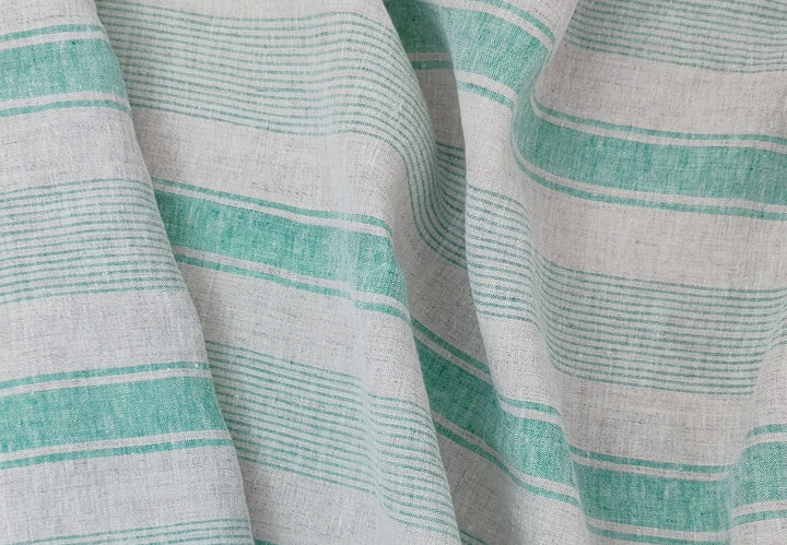 100% Linen Fabric – Yarn-Dyed Horizontal Stripes, Medium Weight, Pre-Washed (7370 / 7488 / 7489)