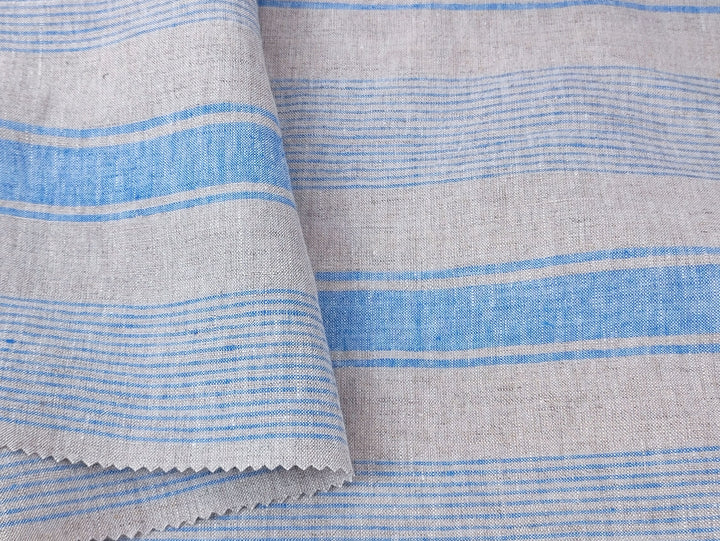 100% Linen Fabric – Yarn-Dyed Horizontal Stripes, Medium Weight, Pre-Washed (7370 / 7488 / 7489)