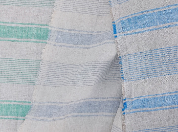 100% Linen Fabric – Yarn-Dyed Horizontal Stripes, Medium Weight, Pre-Washed (7370 / 7488 / 7489)