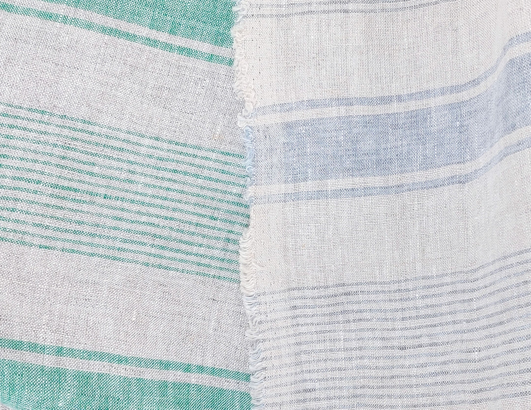100% Linen Fabric – Yarn-Dyed Horizontal Stripes, Medium Weight, Pre-Washed (7370 / 7488 / 7489)