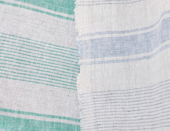 100% Linen Fabric – Yarn-Dyed Horizontal Stripes, Medium Weight, Pre-Washed (7370 / 7488 / 7489)