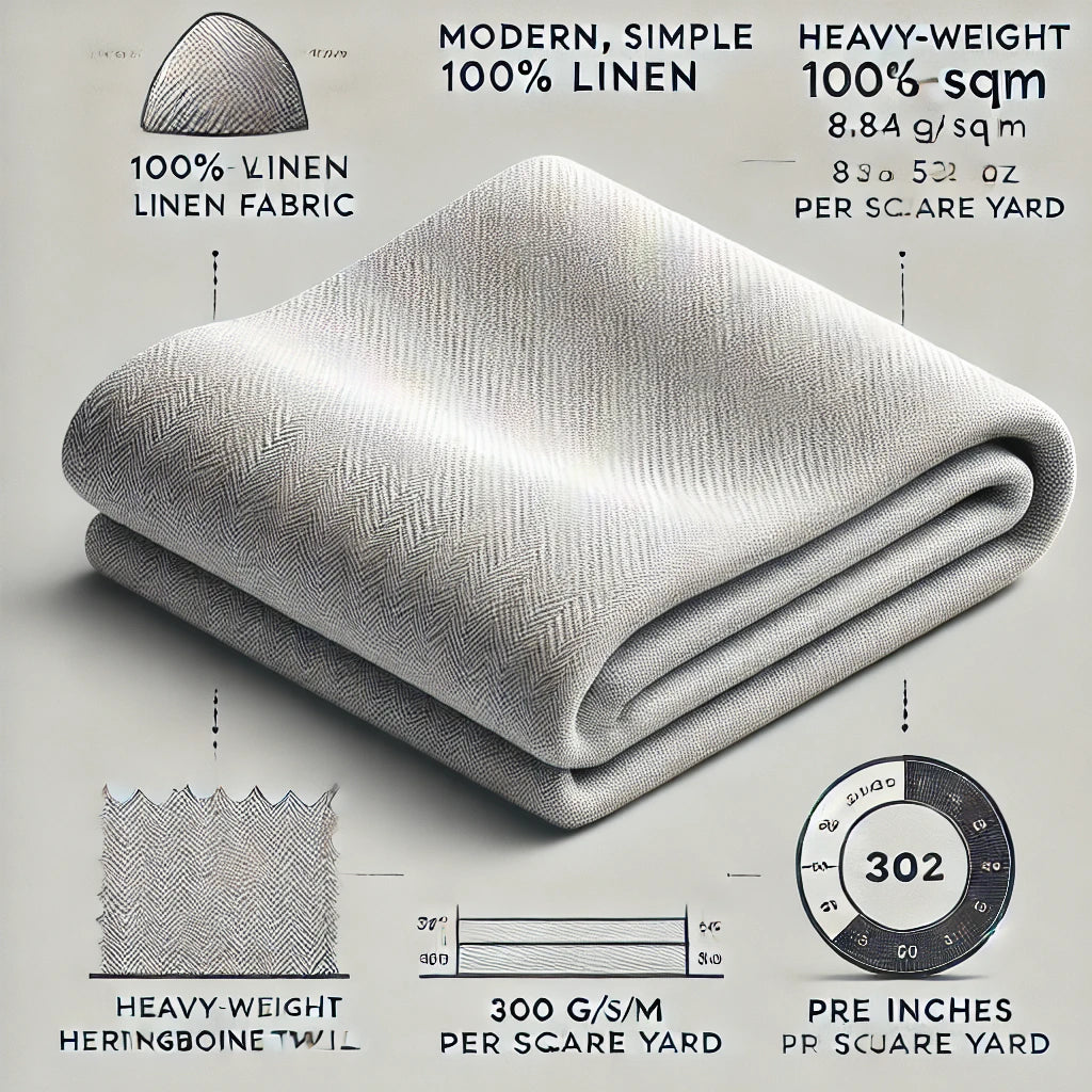 100% Linen Herringbone Twill Fabric Heavy Weight 7546 7547 7743