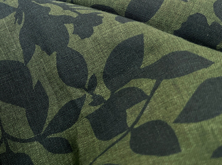 100% Linen Fabric – Lightweight Delavé Leaf Print, Soft Handfeel  7343 8189 8190