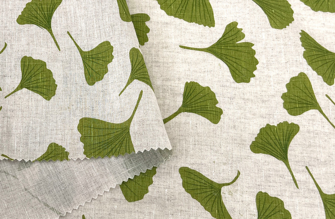 Morning Calm Ginkgo: 100% Linen Fabric 7912 8194 8195