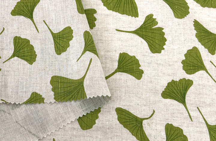 Morning Calm Ginkgo: 100% Linen Fabric 7912 8194 8195