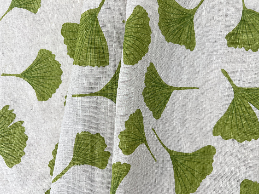 Morning Calm Ginkgo: 100% Linen Fabric 7912 8194 8195