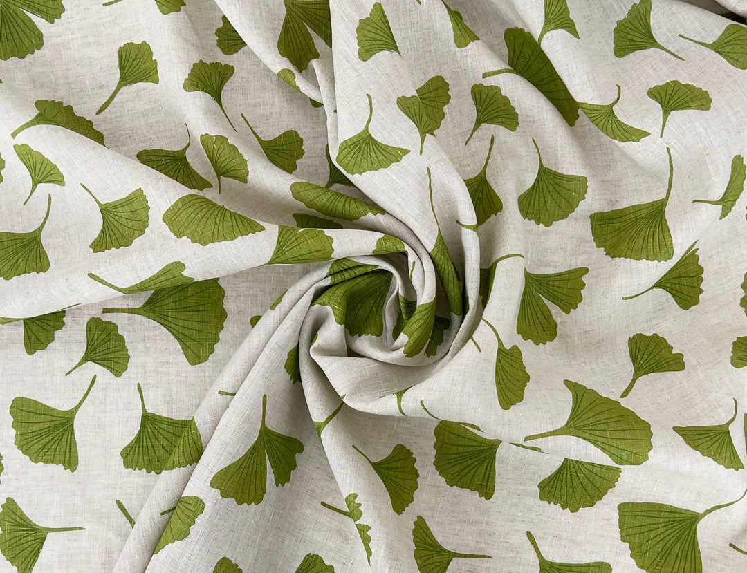 Morning Calm Ginkgo: 100% Linen Fabric 7912 8194 8195