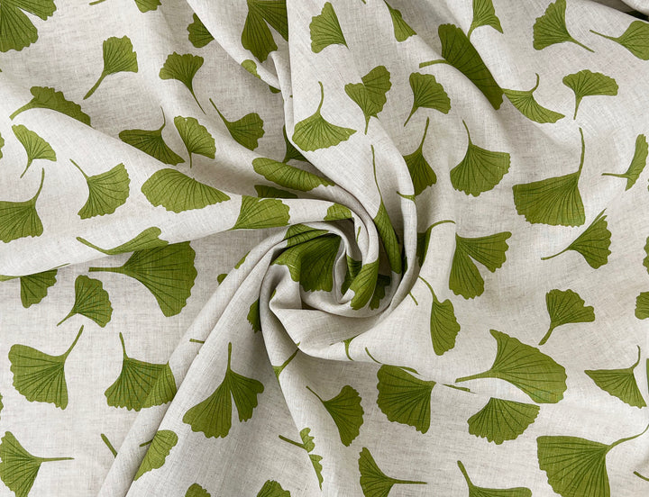 Morning Calm Ginkgo: 100% Linen Fabric 7912 8194 8195