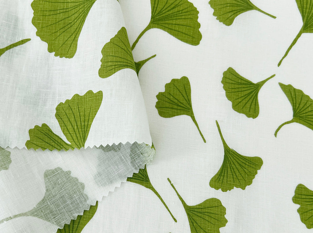Morning Calm Ginkgo: 100% Linen Fabric 7912 8194 8195