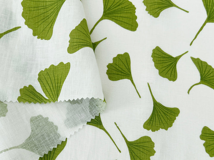 Morning Calm Ginkgo: 100% Linen Fabric 7912 8194 8195