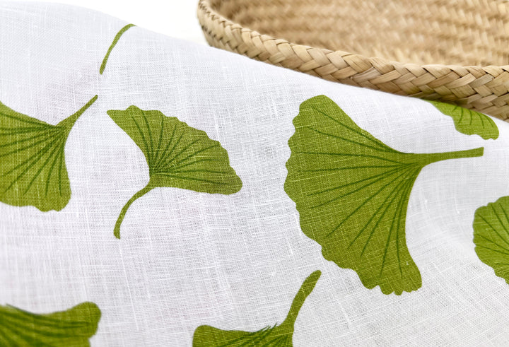 Morning Calm Ginkgo: 100% Linen Fabric 7912 8194 8195
