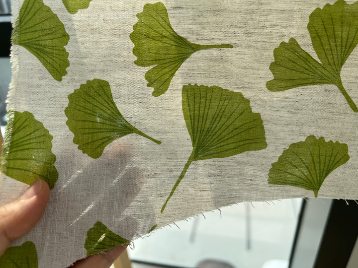 Morning Calm Ginkgo: 100% Linen Fabric 7912 8194 8195