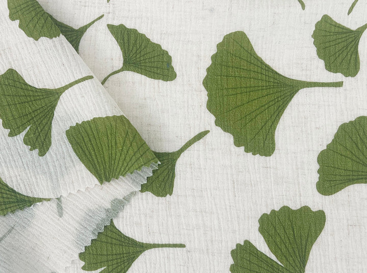 Morning Calm Ginkgo: Linen Rayon Blend with Wrinkle Texture 7910 8192