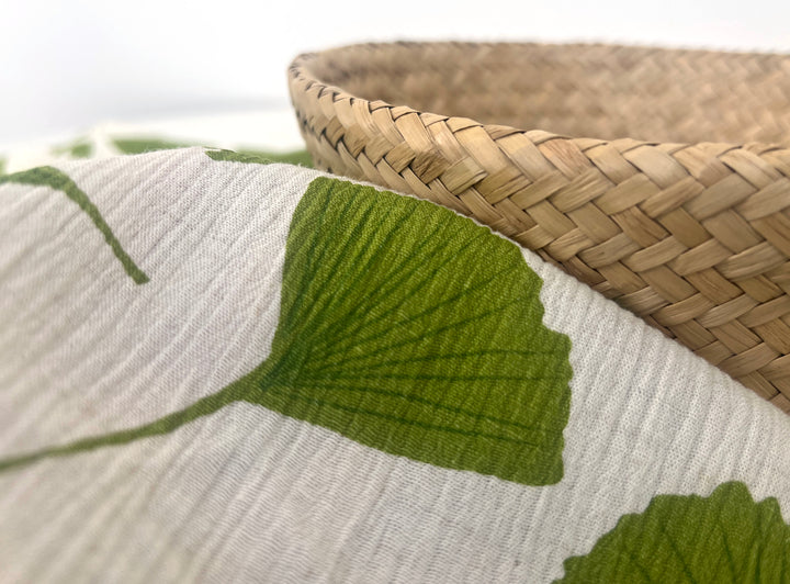 Morning Calm Ginkgo: Linen Rayon Blend with Wrinkle Texture 7910 8192