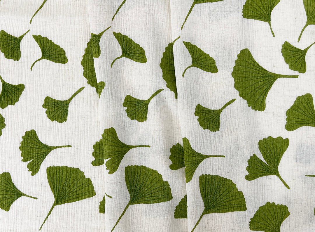 Morning Calm Ginkgo: Linen Rayon Blend with Wrinkle Texture 7910 8192