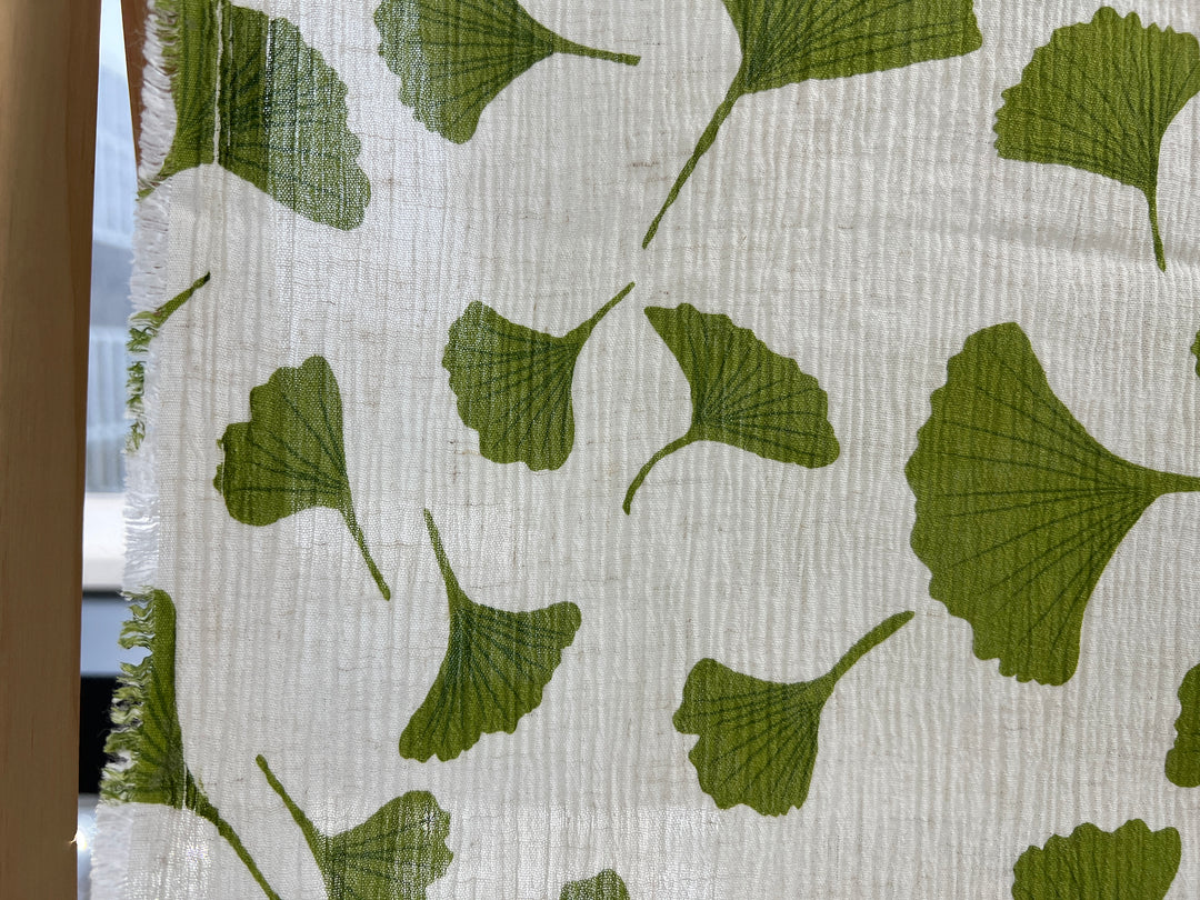Morning Calm Ginkgo: Linen Rayon Blend with Wrinkle Texture 7910 8192