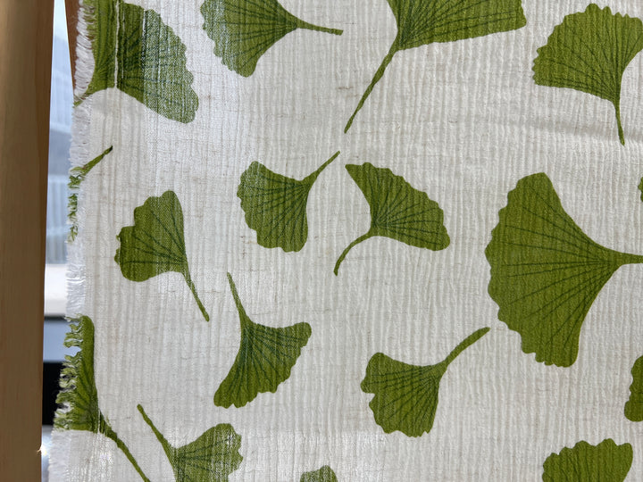 Morning Calm Ginkgo: Linen Rayon Blend with Wrinkle Texture 7910 8192