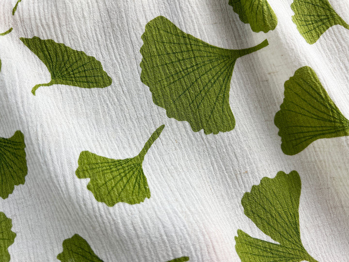 Morning Calm Ginkgo: Linen Rayon Blend with Wrinkle Texture 7910 8192