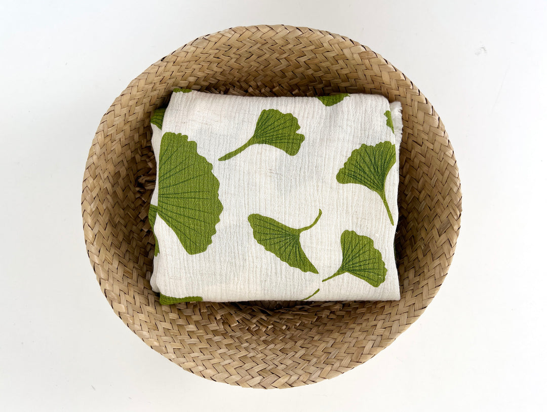 Morning Calm Ginkgo: Linen Rayon Blend with Wrinkle Texture 7910 8192