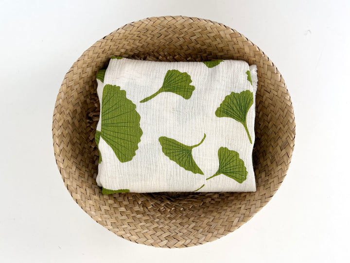 Morning Calm Ginkgo: Linen Rayon Blend with Wrinkle Texture 7910 8192