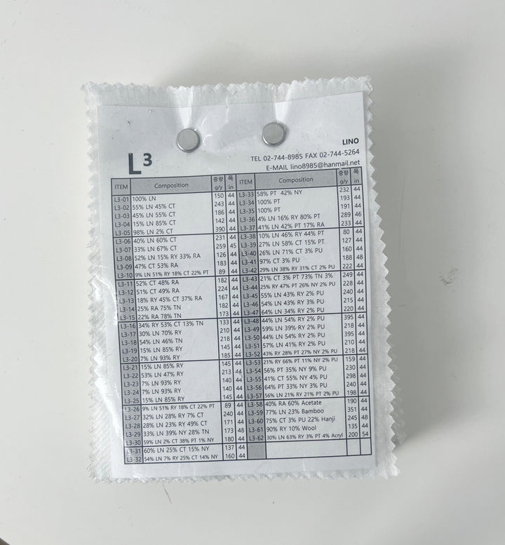 L3 Swatch Collection – 62 Linen Blend Swatches in White & Natural Tones