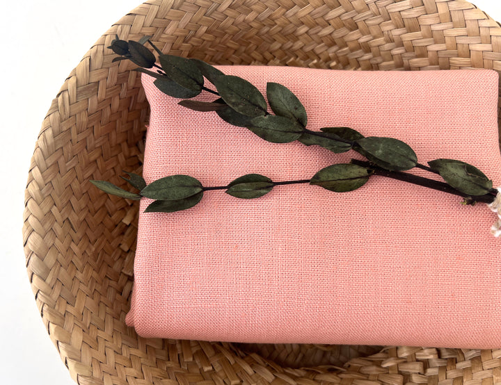 100% Linen Fabric in Peach – Solid Color, Medium to Heavy Weight, Pre-Washed, 90004