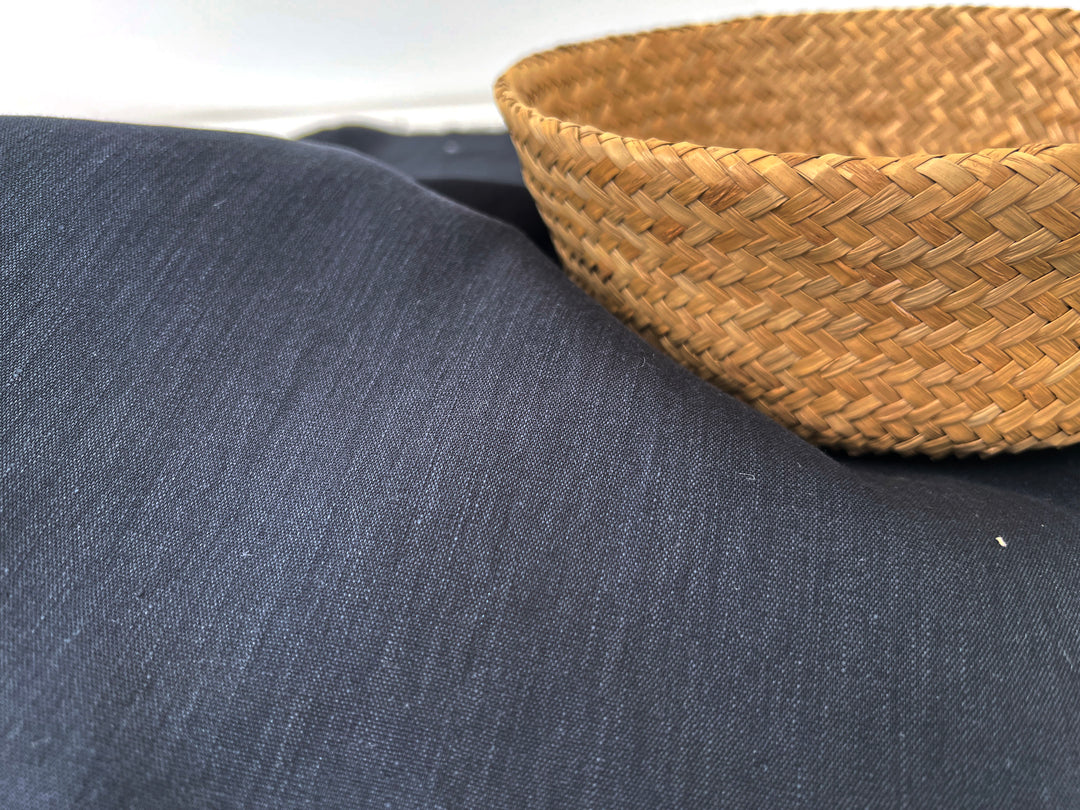 Linen Rayon Spandex Fabric – Great Drape & Comfort Stretch, Dark Navy & Grey 8162 8163