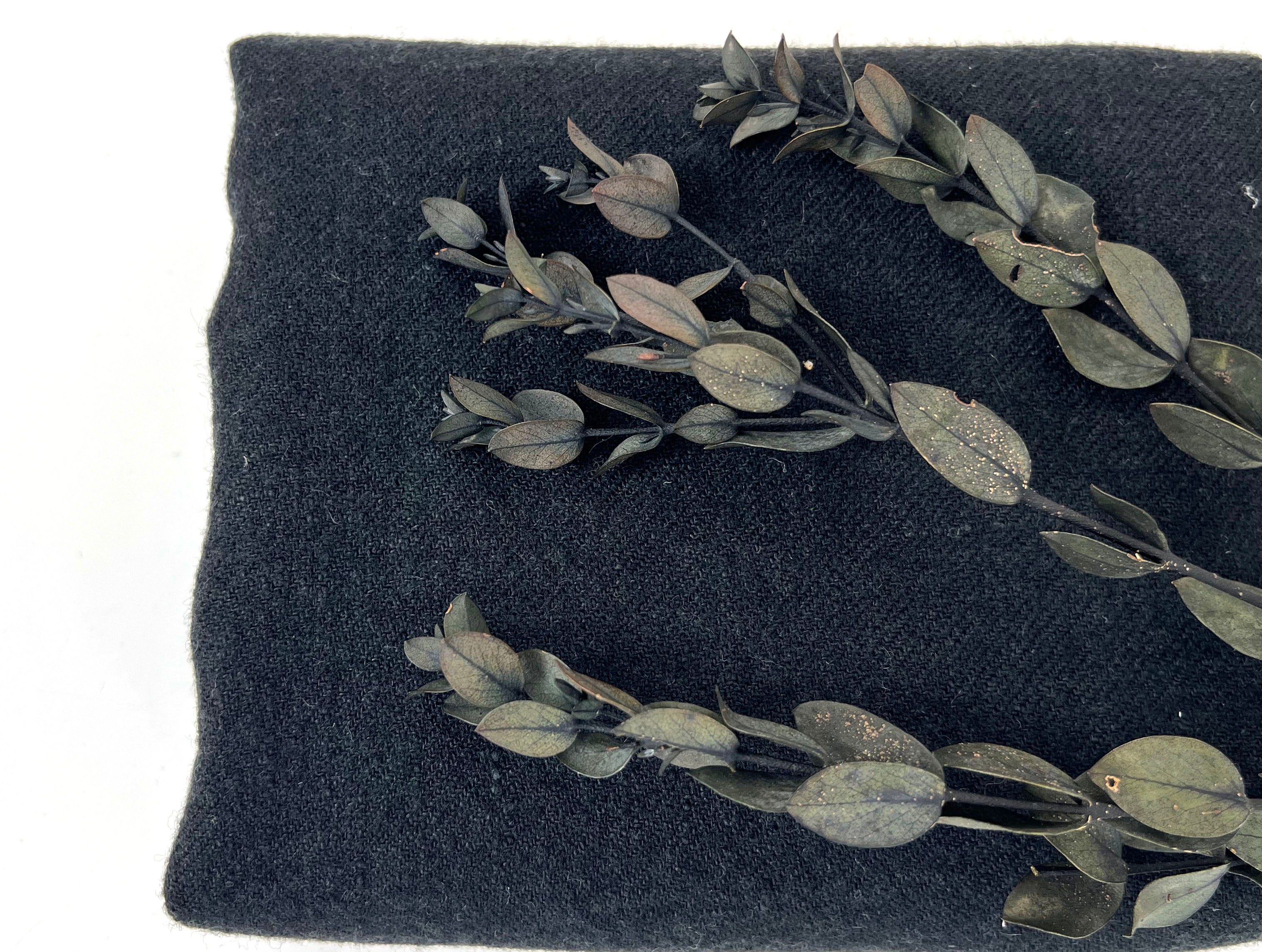 Linen Wool Blend Twill Fabric in Black – Medium-Heavy Weight 7868