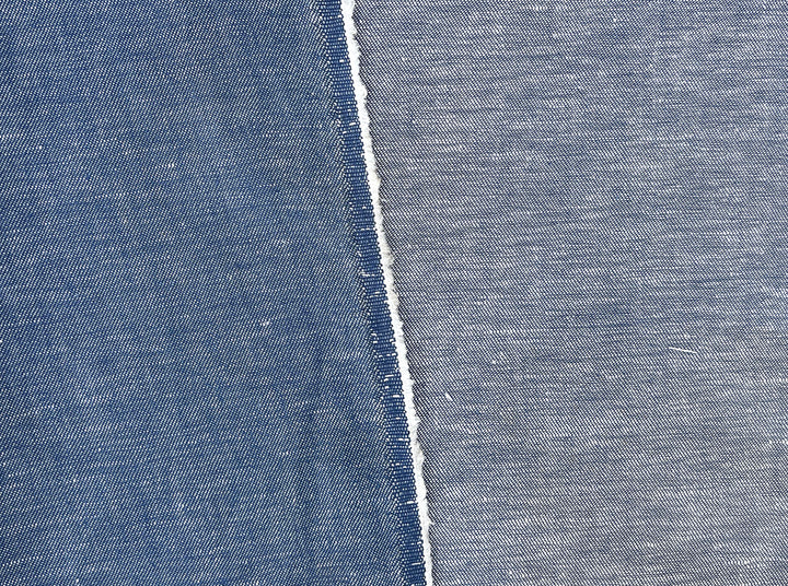 Blue Chambray Twill Fabric – Linen Cotton Blend, Pre-Washed 8263