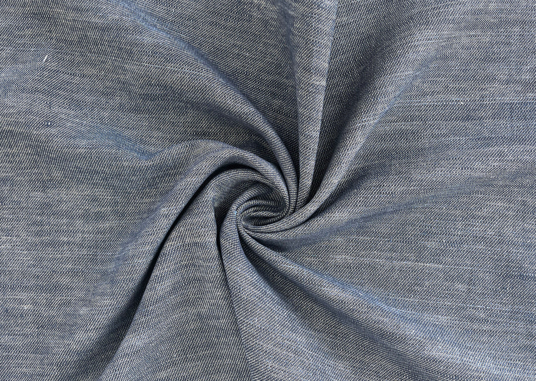Linen Cotton Fabric – Navy Denim Style Chambray Twill, Medium to Heavy Weight 1567