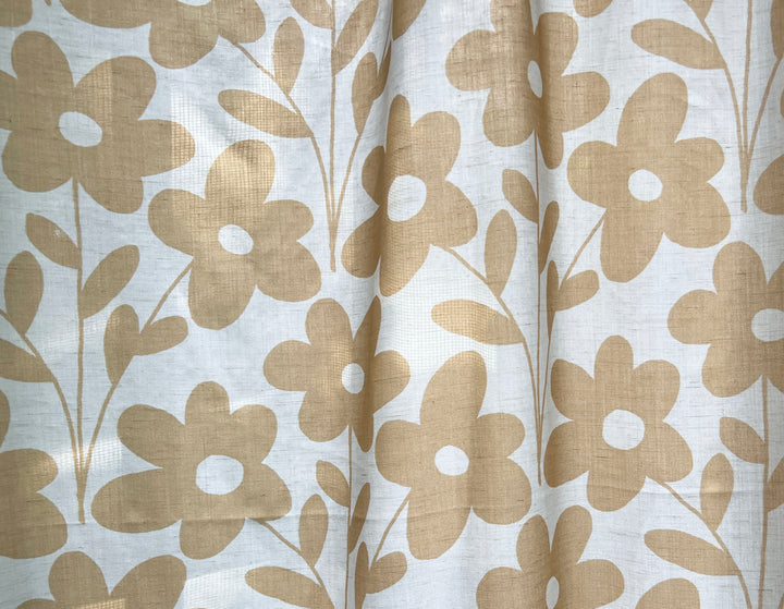 Simple Flower Print Linen Rayon Fabric – Light Weight, Pre-Washed, 44" Wide