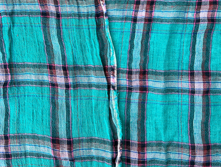 Classic Tartan Check Linen Blend Fabric – Red & Teal Options 7991 7992