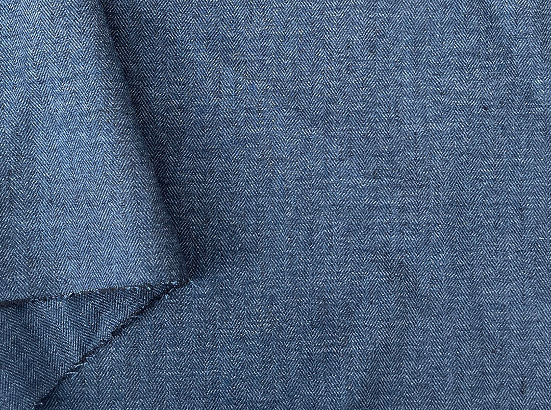 Linen Blend Herringbone Chambray Fabric with Stretch – Medium Weight 8013 8014 8200