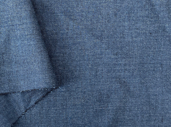 Linen Blend Herringbone Chambray Fabric with Stretch – Medium Weight 8013 8014 8200