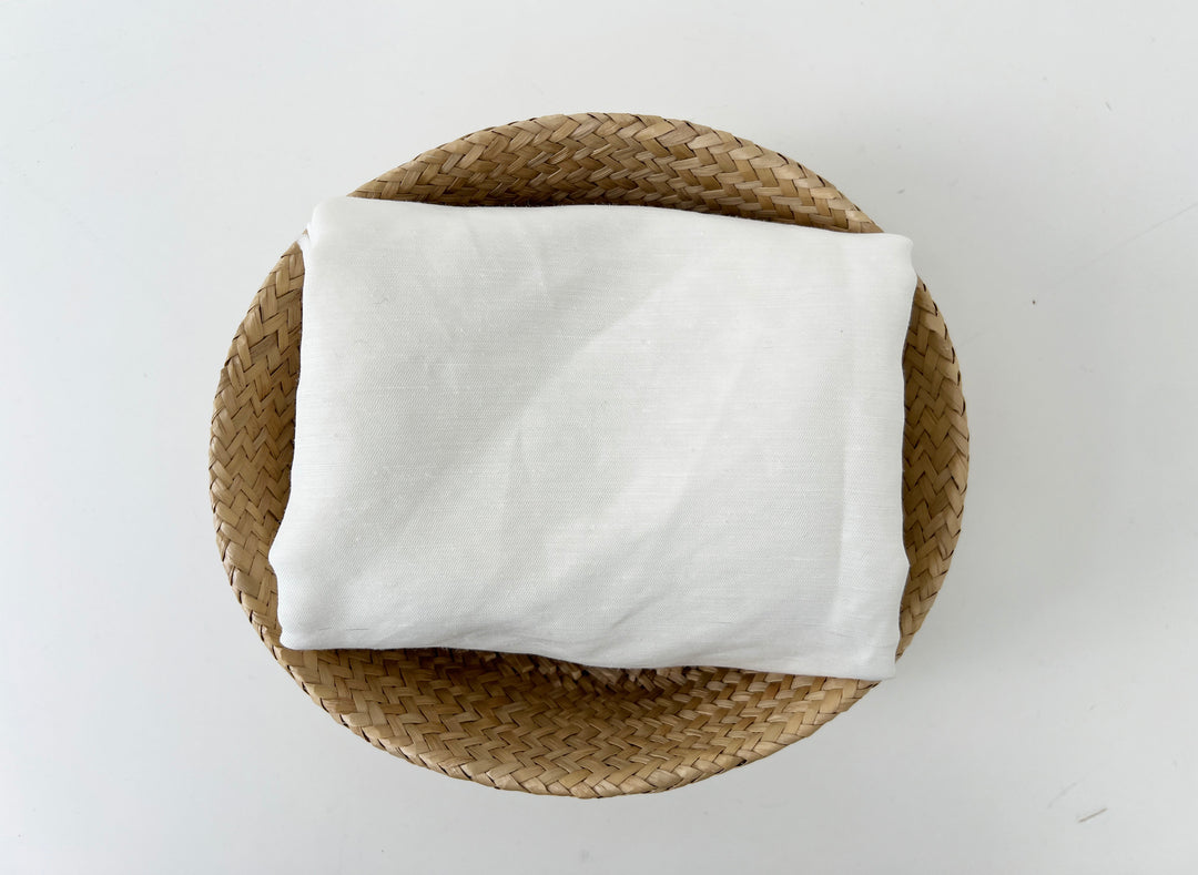 White Linen Nylon Twill Fabric – Light to Medium Weight, Pre-Washed Soft 4279