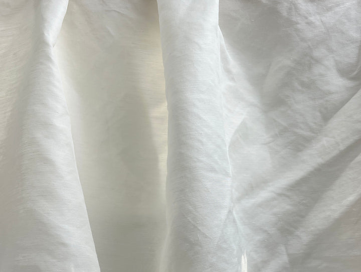 White Linen Nylon Twill Fabric – Light to Medium Weight, Pre-Washed Soft 4279