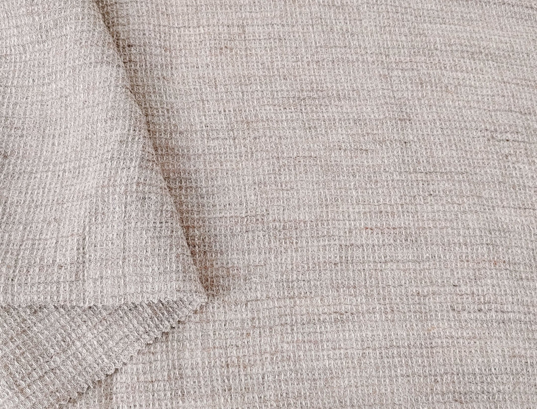 Cloud 9 100% Linen Waffle Tweed Fabric 7876 7877 7878 7879 7880 - The Linen Lab - Beige