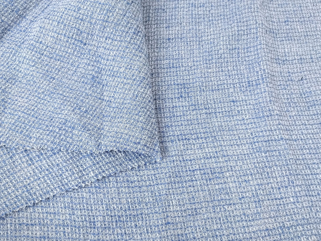 Cloud 9 100% Linen Waffle Tweed Fabric 7876 7877 7878 7879 7880 - The Linen Lab - Blue(Dark)