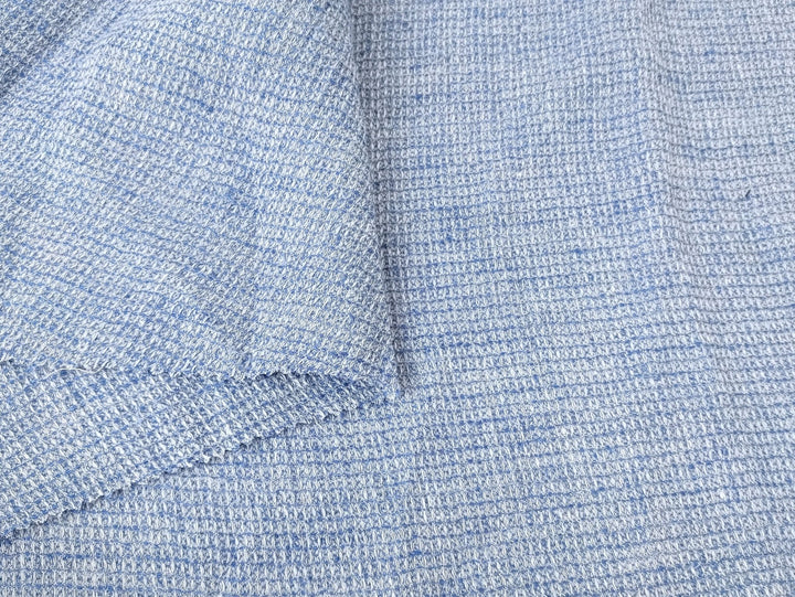 Cloud 9 100% Linen Waffle Tweed Fabric 7876 7877 7878 7879 7880 - The Linen Lab - Blue(Dark)