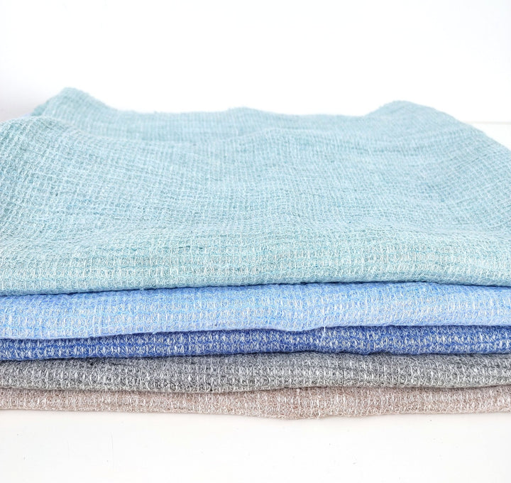 Cloud 9 100% Linen Waffle Tweed Fabric 7876 7877 7878 7879 7880 - The Linen Lab - Blue(Light)