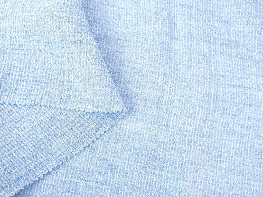 Cloud 9 100% Linen Waffle Tweed Fabric 7876 7877 7878 7879 7880 - The Linen Lab - Blue(Light)