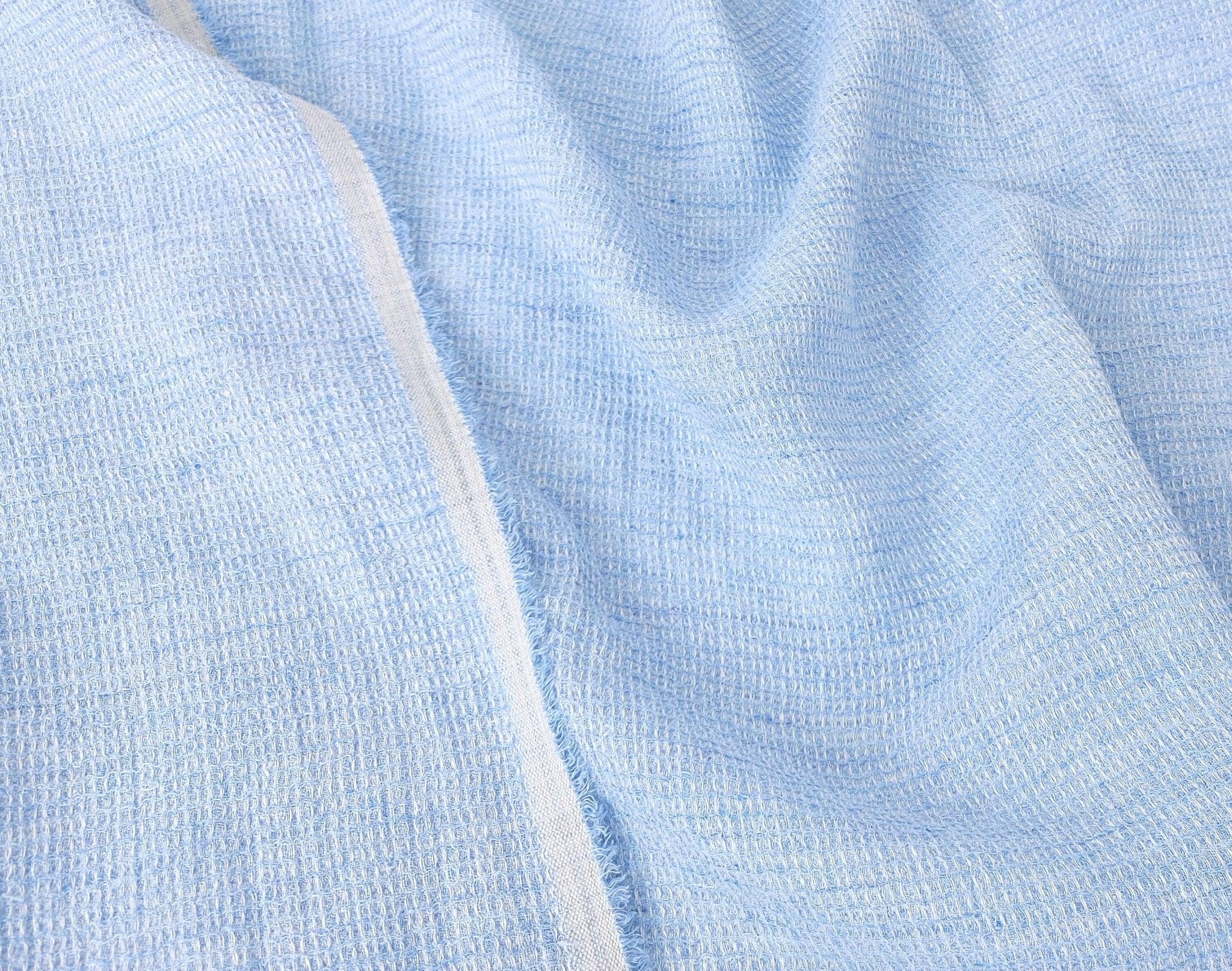 Cloud 9 100% Linen Waffle Tweed Fabric 7876 7877 7878 7879 7880 - The Linen Lab - Blue(Light)